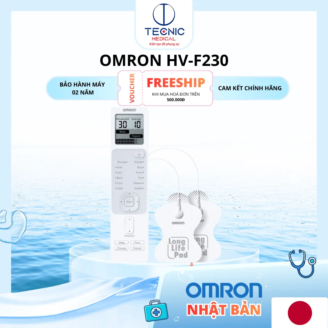 Máy Xung Điện Trị Liệu Giảm Đau Cơ & Khớp Công Nghệ TENS 12 Chế Độ 20 Mức Cường Độ - Omron HV-F230